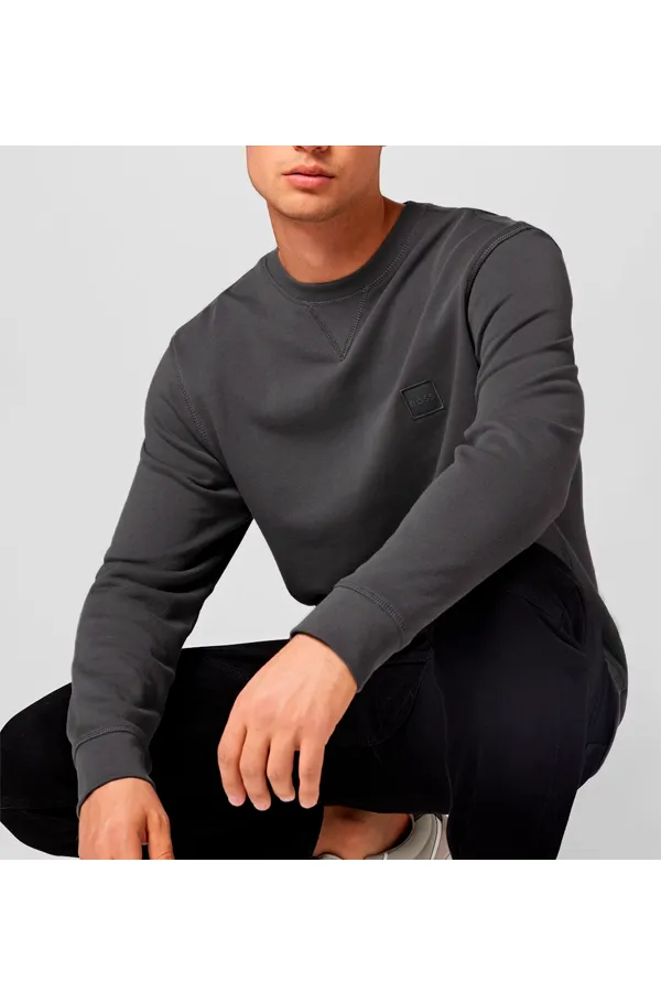 Hugo Boss Westart Patch Logo Sweatshirt Dark Grey