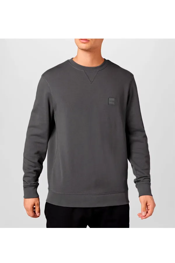 Hugo Boss Westart Patch Logo Sweatshirt Dark Grey