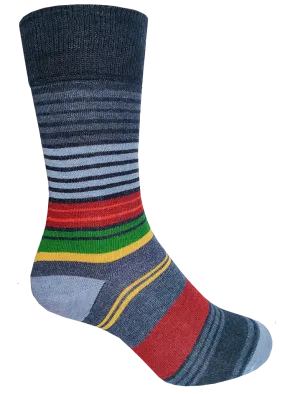 Lorenzo Uomo Socks - Variegated Stripes - Denim or Navy