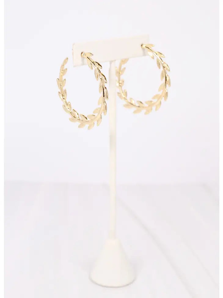 Lyndra Grecian Hoop Earrings - Gold