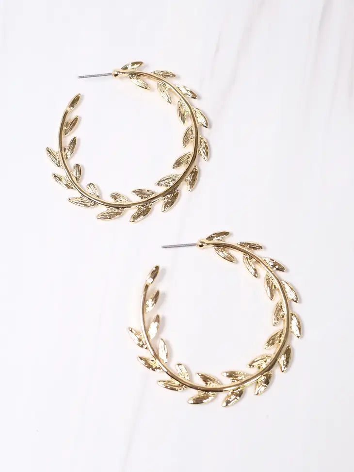 Lyndra Grecian Hoop Earrings - Gold