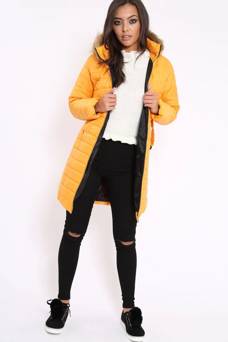 Mustard Longline Puffer Jacket - Alexandra