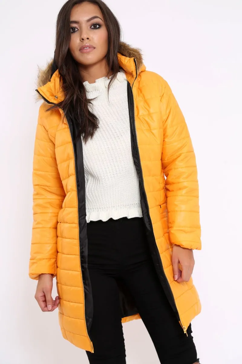 Mustard Longline Puffer Jacket - Alexandra