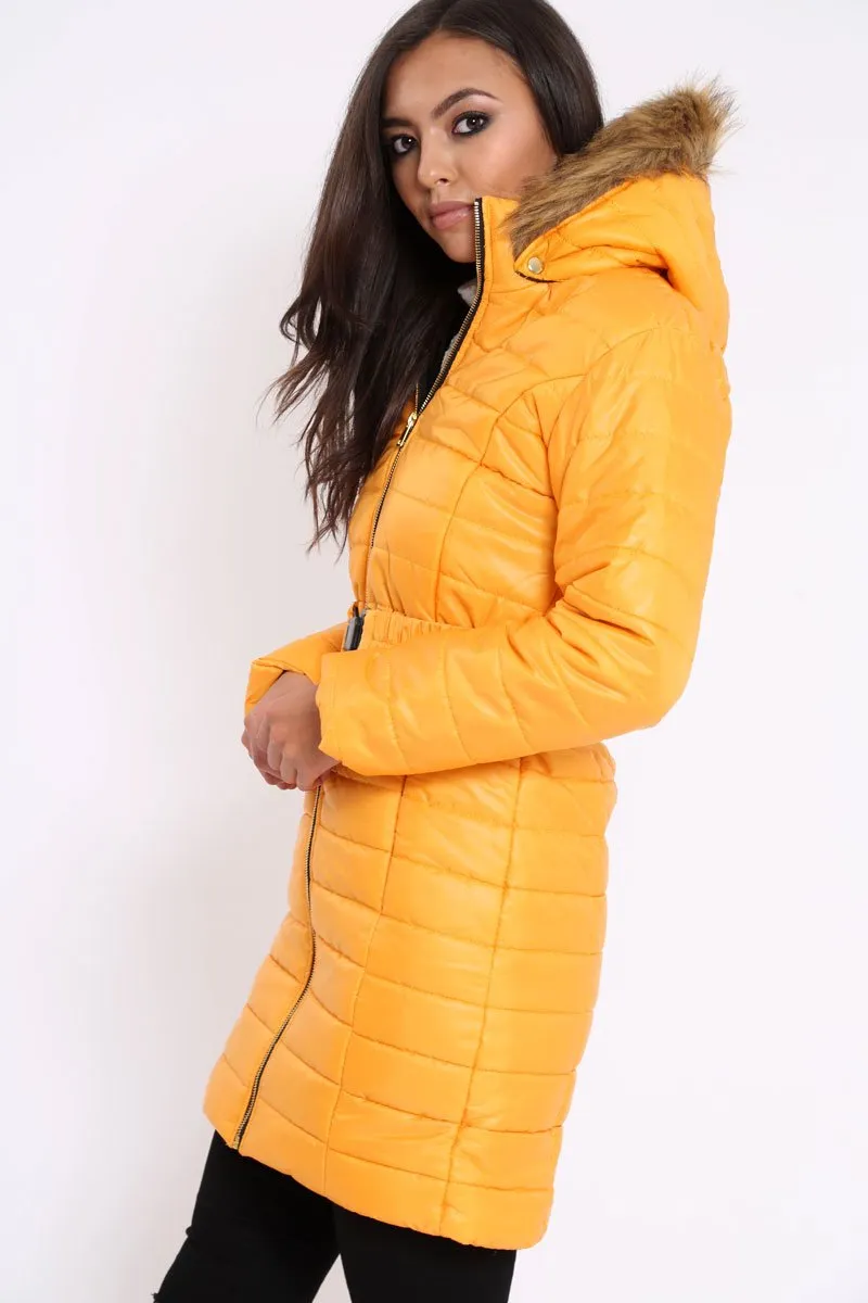 Mustard Longline Puffer Jacket - Alexandra