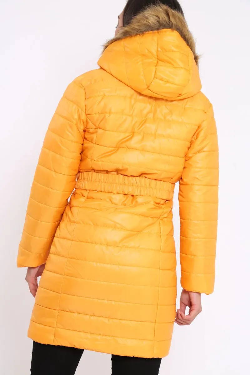 Mustard Longline Puffer Jacket - Alexandra