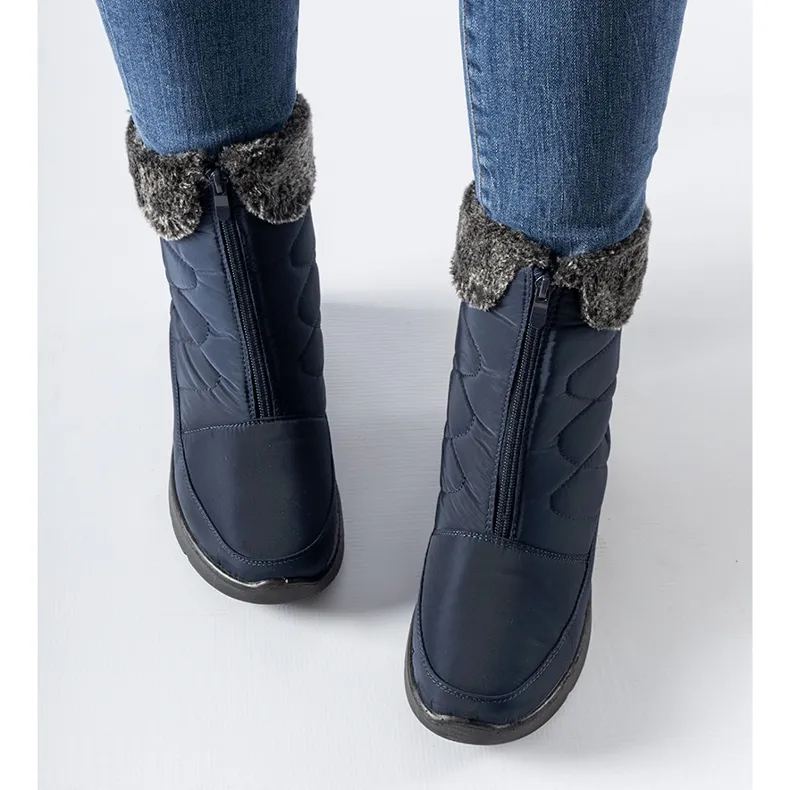 Navy blue wedge snow boots from Brownton