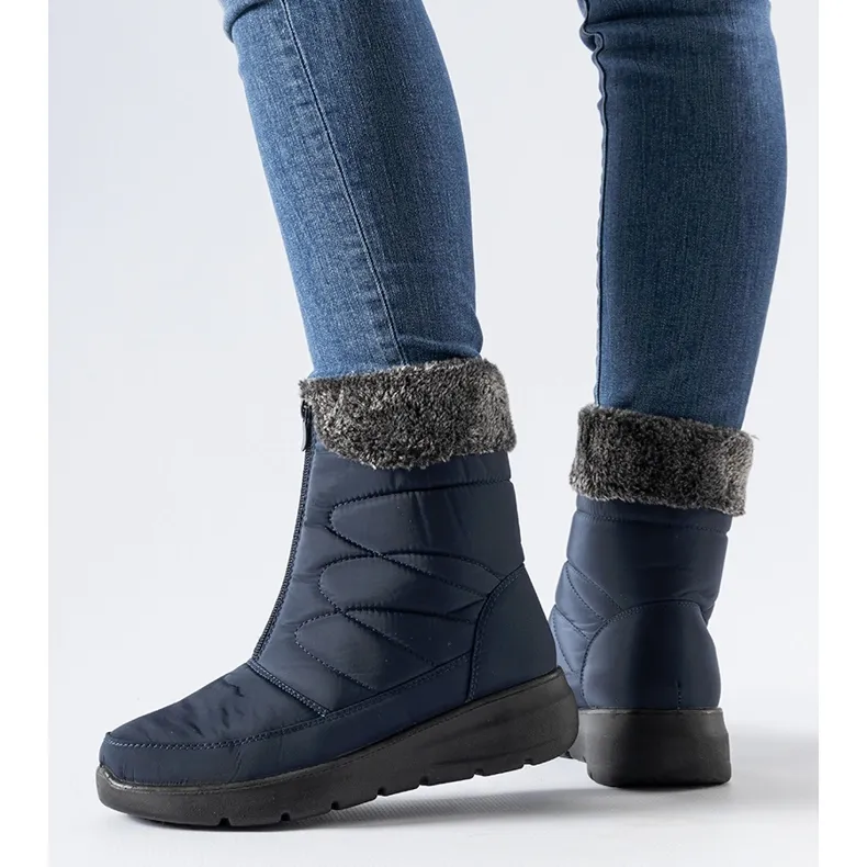 Navy blue wedge snow boots from Brownton