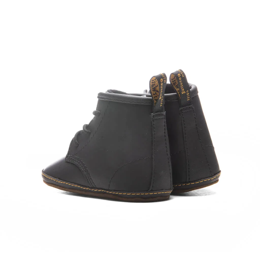 Newborn 1460 Auburn Leather Booties - Black