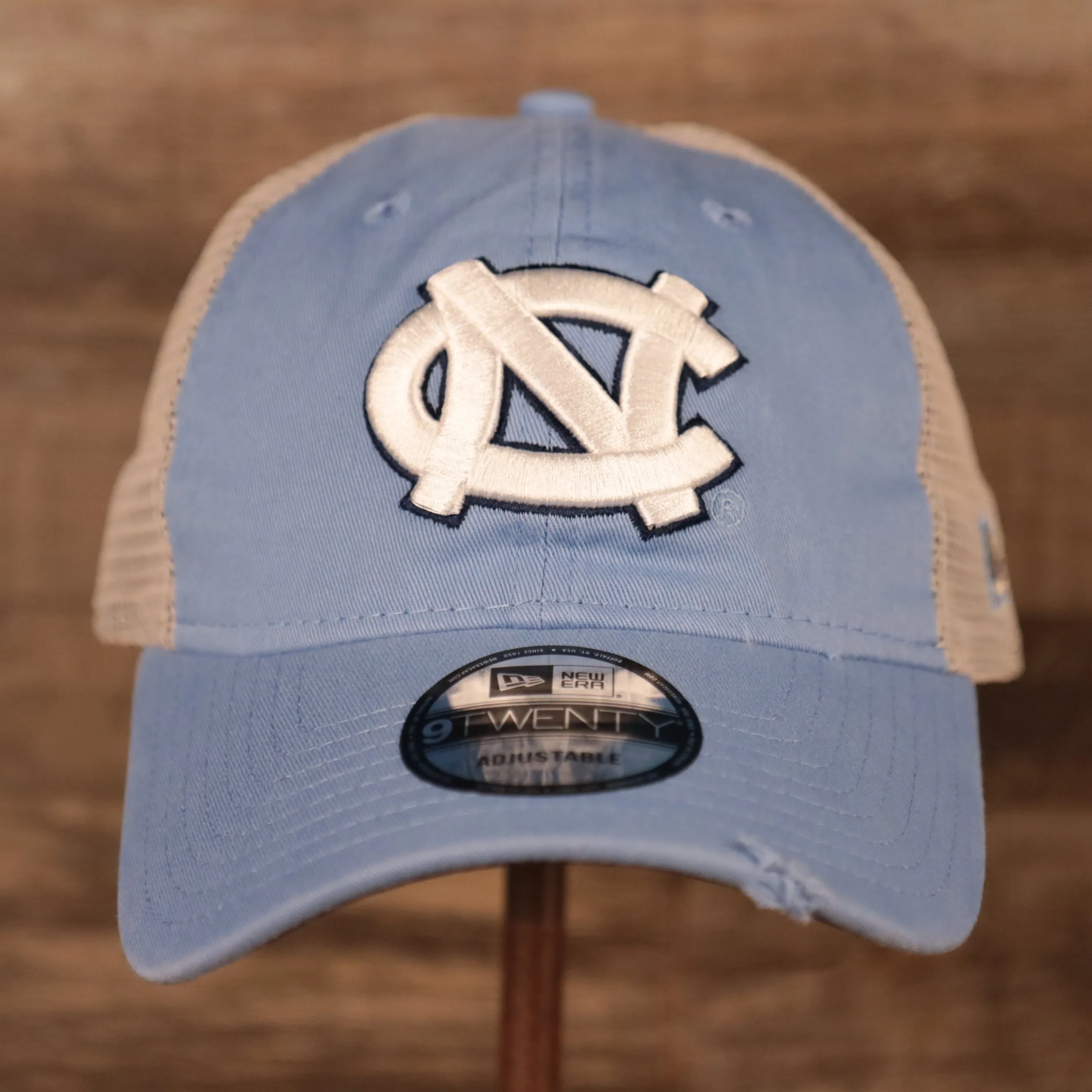 North Carolina Tar Heels Carolina Blue 9Twenty Distressed Adjustable Trucker Dad Hat