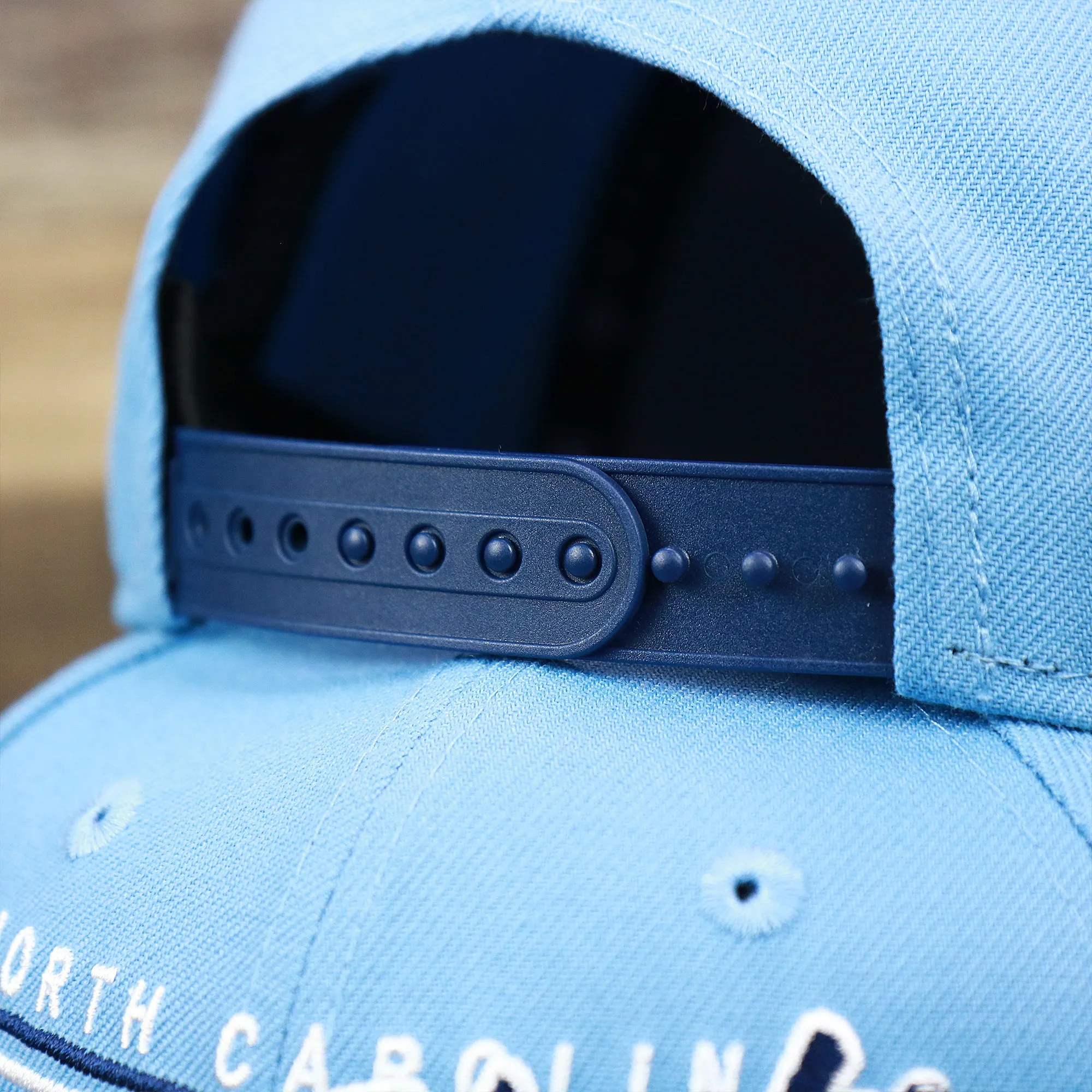 North Carolina Tar Heels Team Script Gray Bottom 9Fifty Snapback | Light Blue And Navy Blue Snap Cap