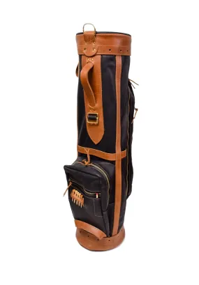 Premium Leather Classic Staff Golf Bag- Black Leather with Natural Leather Trim