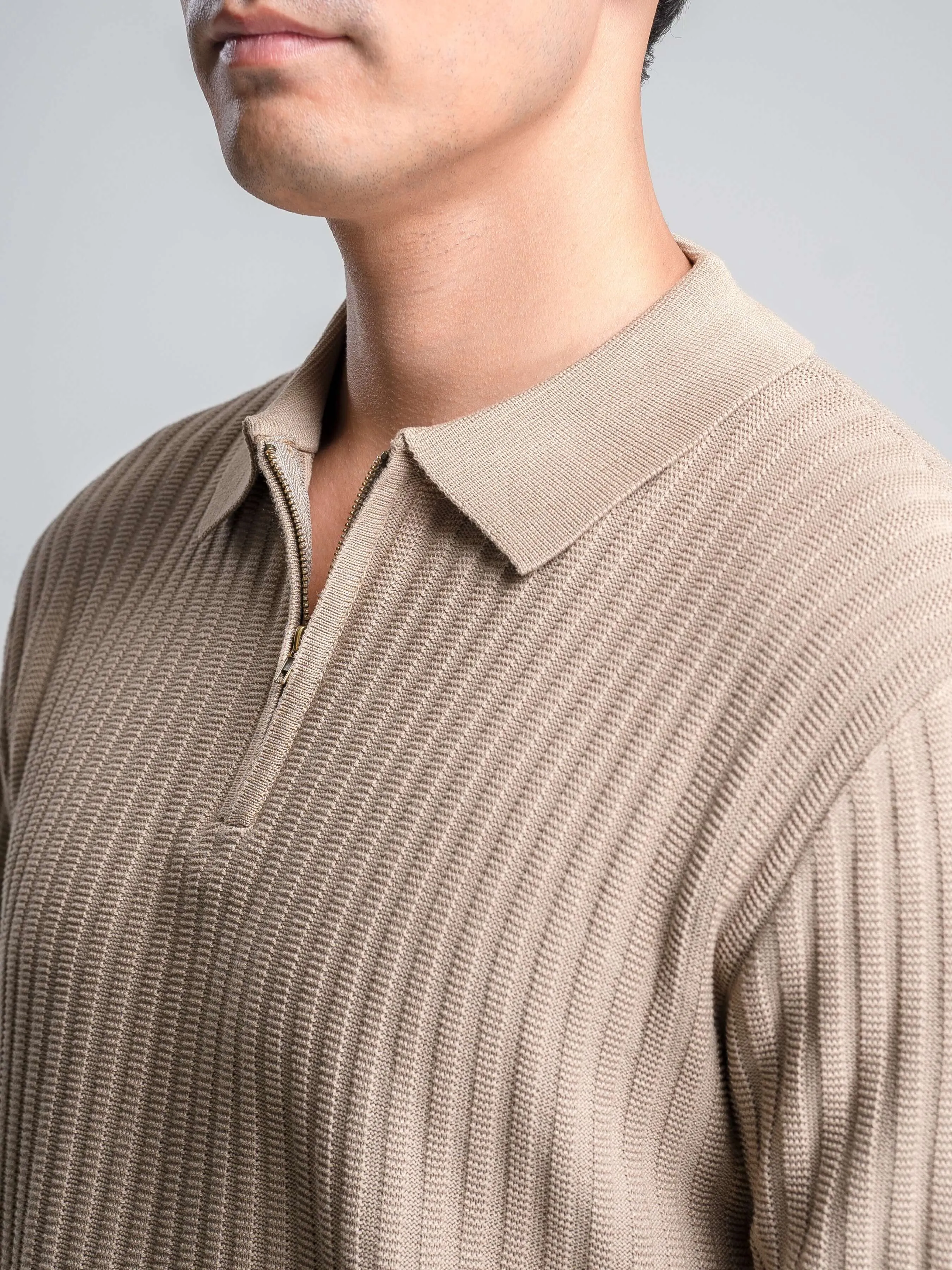 Raoul Knit - Beige Quarter-Zip