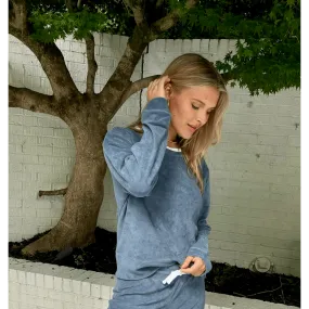 Riviera Plush Toweling Pullover in Cobalt Blue