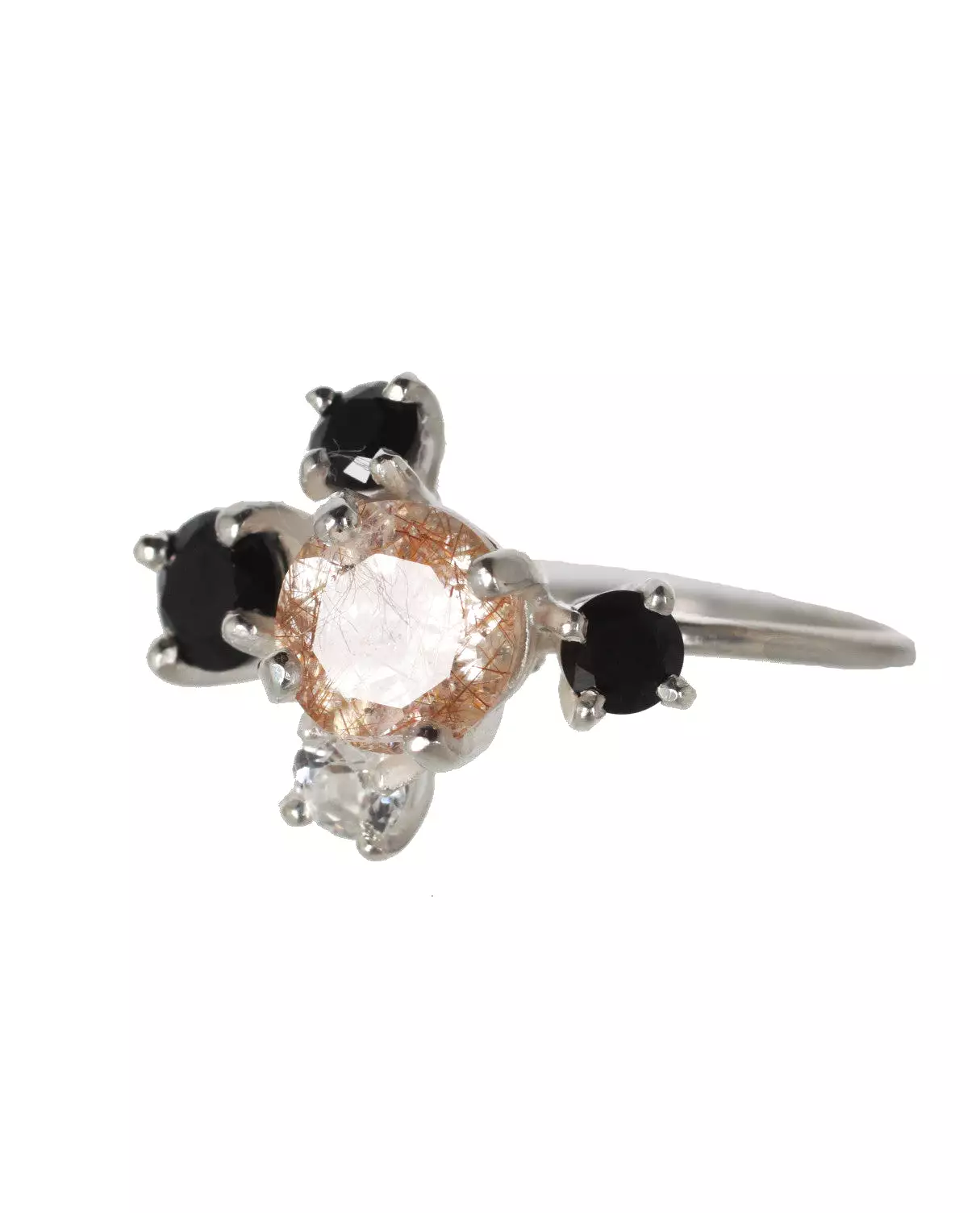 Rutilated Quartz Cluster Ring, Silver