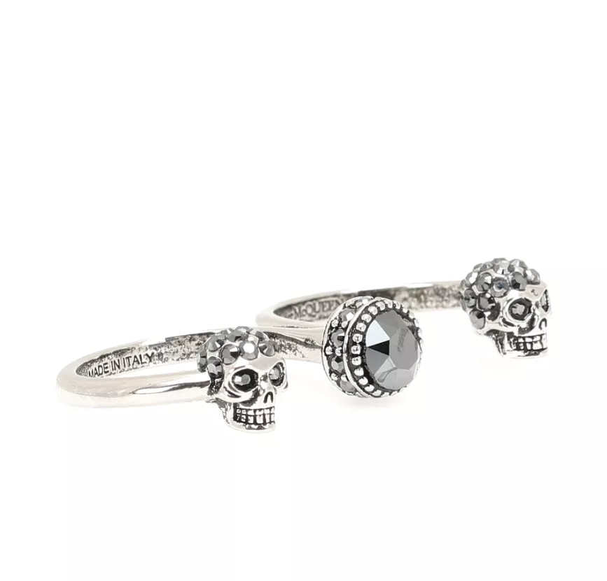 Skull Double Ring, Silver