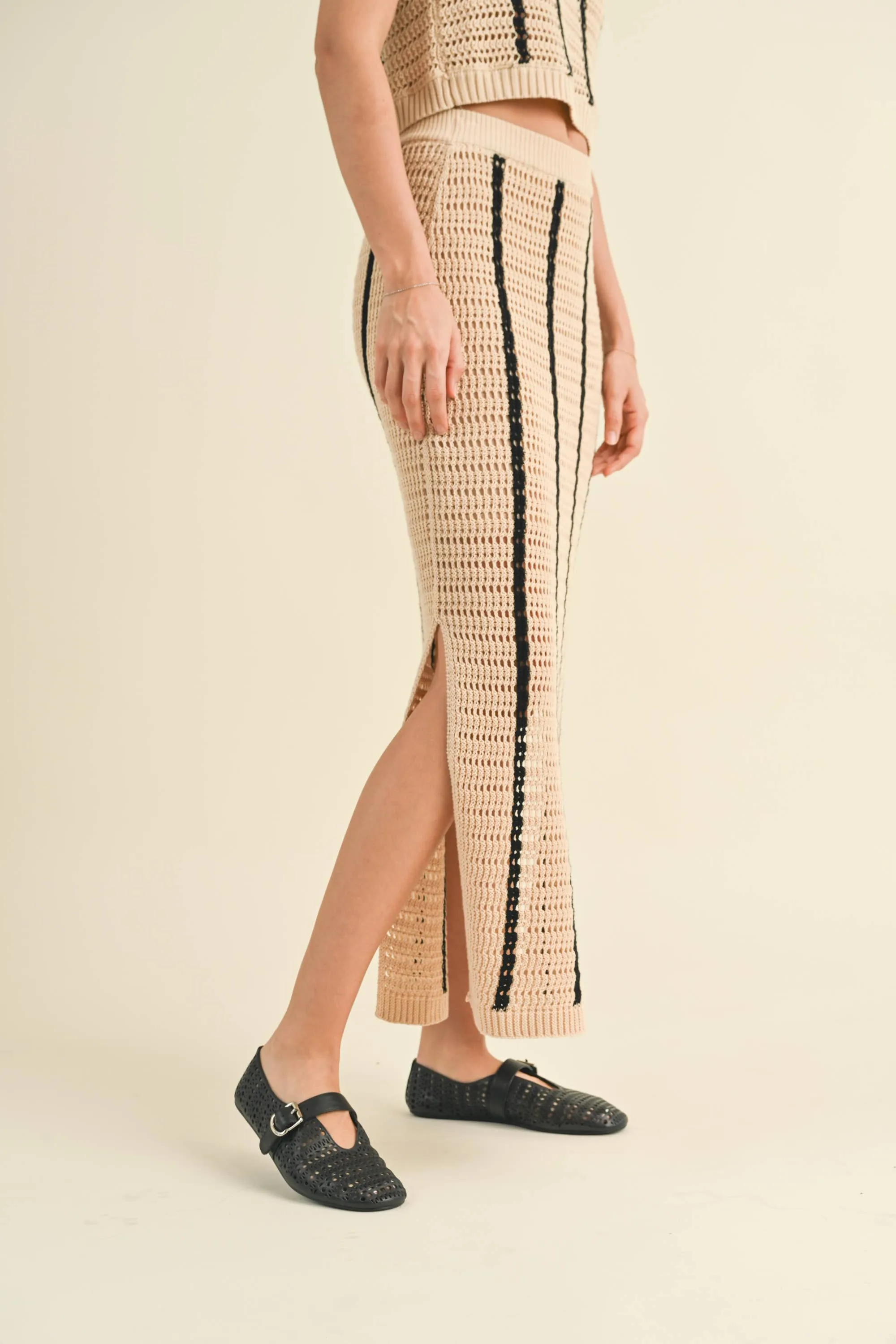 Striped Crochet Knitted Long skirt