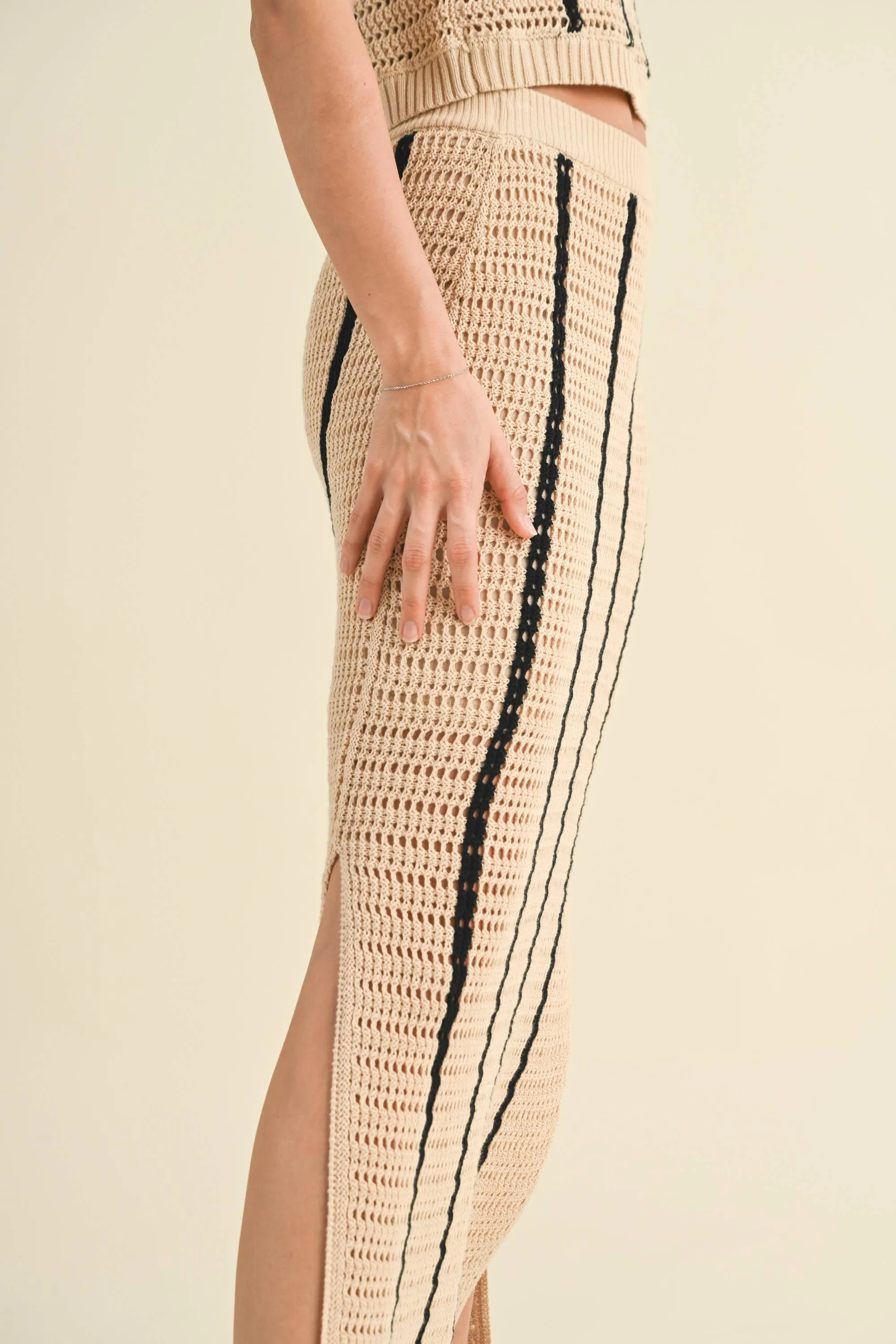 Striped Crochet Knitted Long skirt