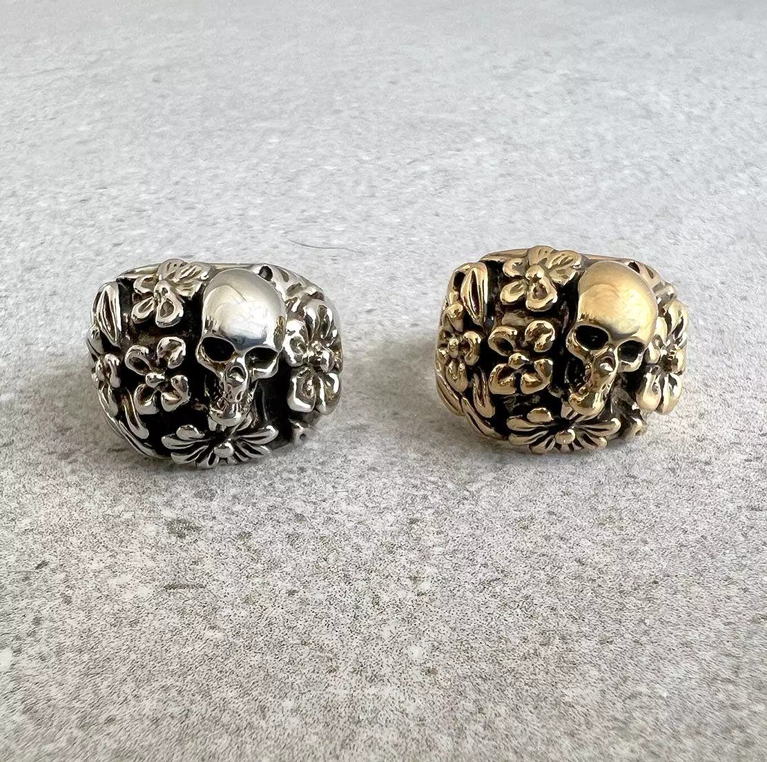 The Floral Skull Ring, Silver