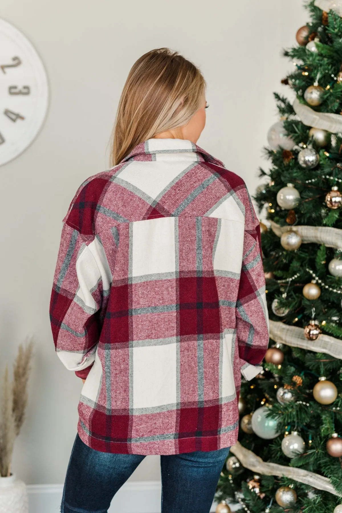 Time For A Change Plaid Flannel Jacket- Wine