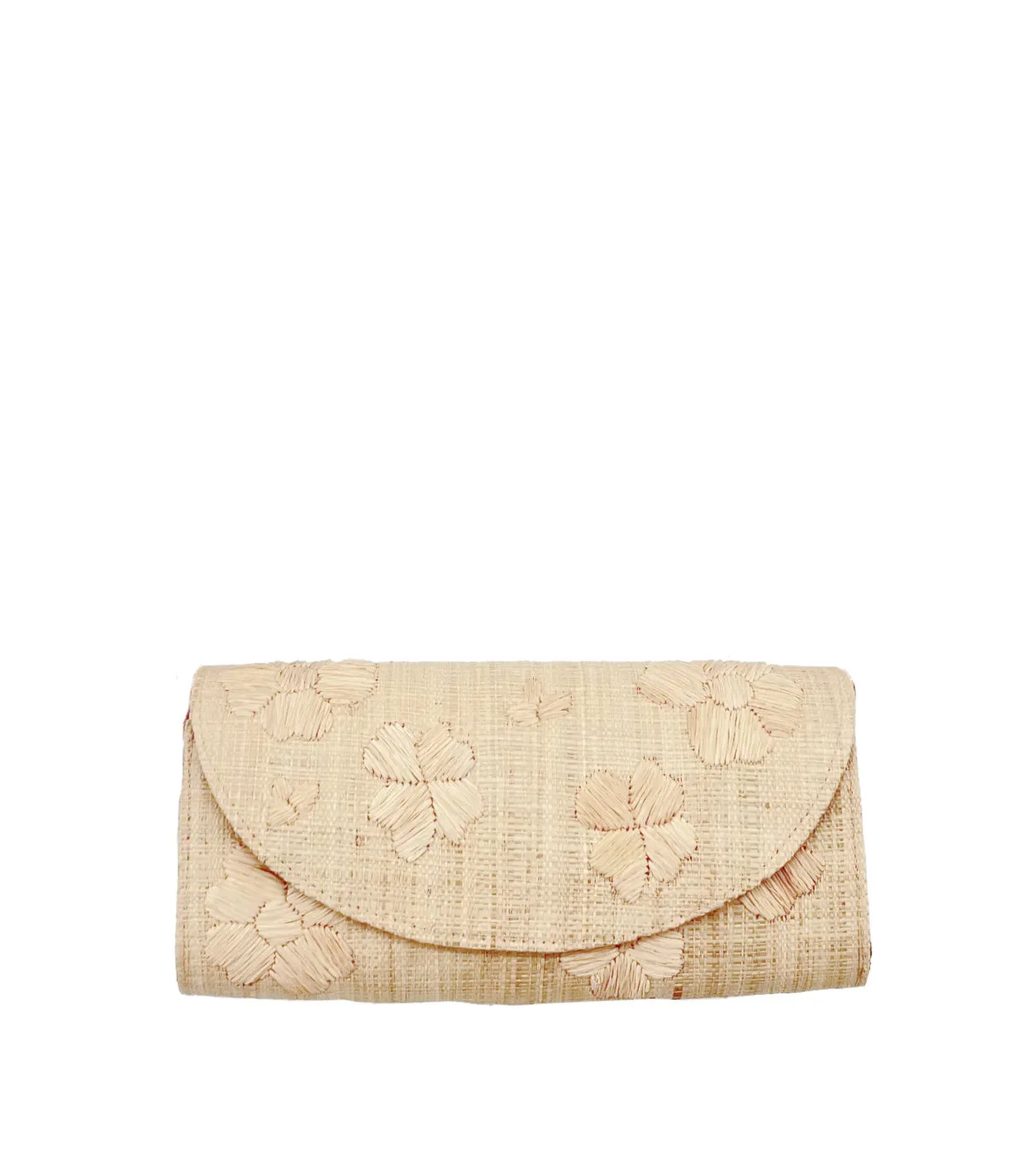 Tulum Flower Embroidery Straw Clutch