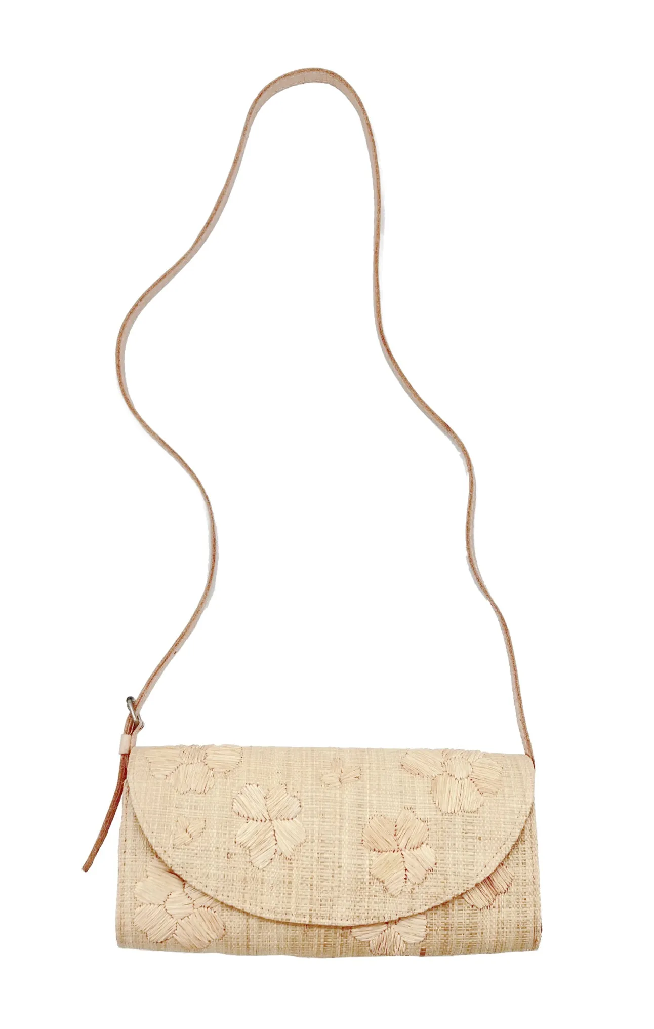 Tulum Flower Embroidery Straw Clutch