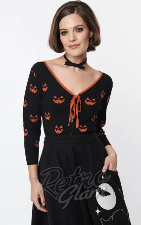 Unique Vintage Pumpkin Crop Cardigan