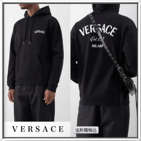 VERSACE  |Sweat Cotton Logo Luxury Hoodies