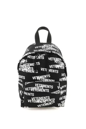 Vetements Allover Logo Printed Zipped Backpack