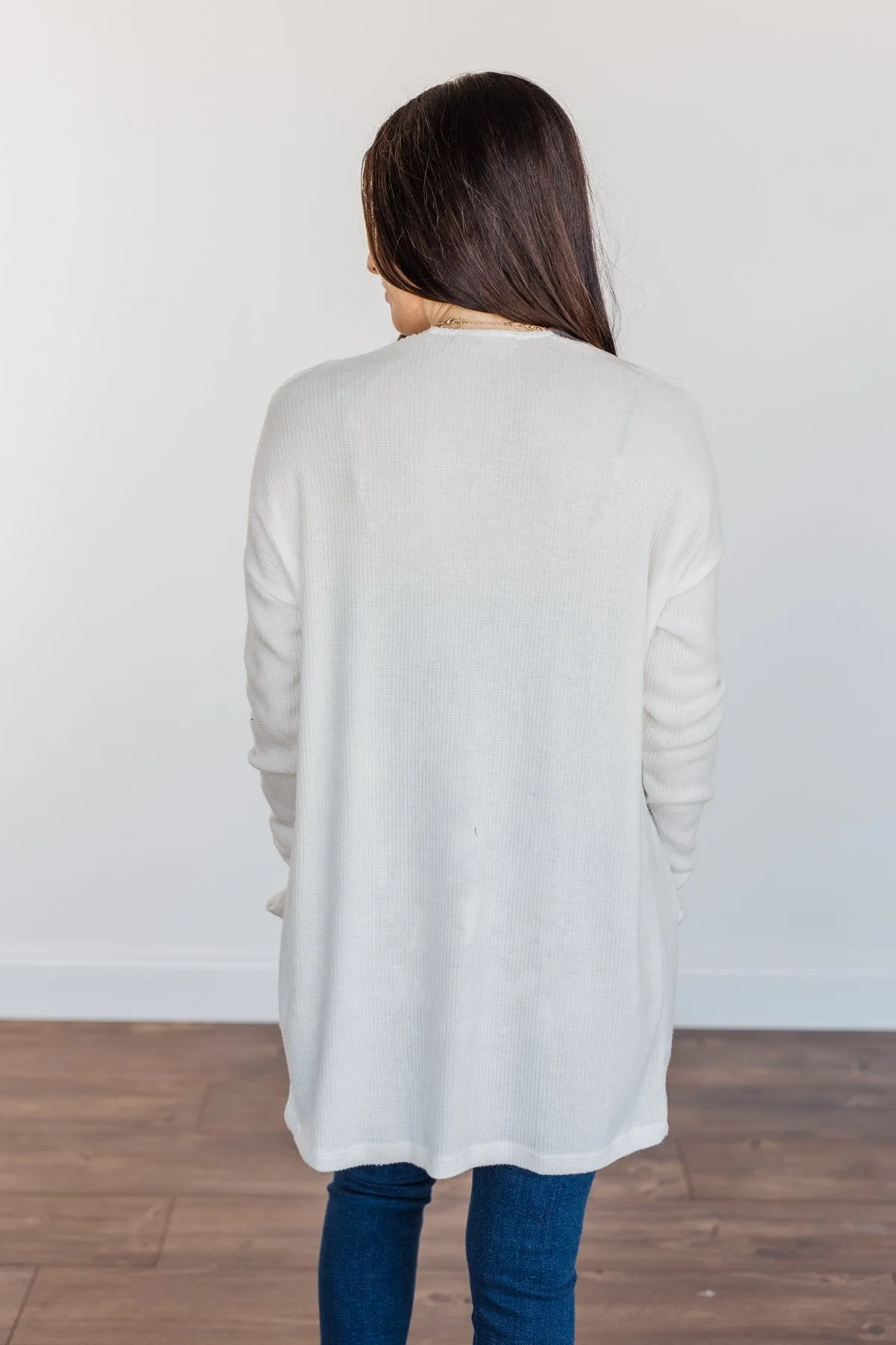 Vision Of Love Ribbed Knit Cardigan- Ivory