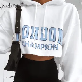 White Hooded Cropped Hoodies