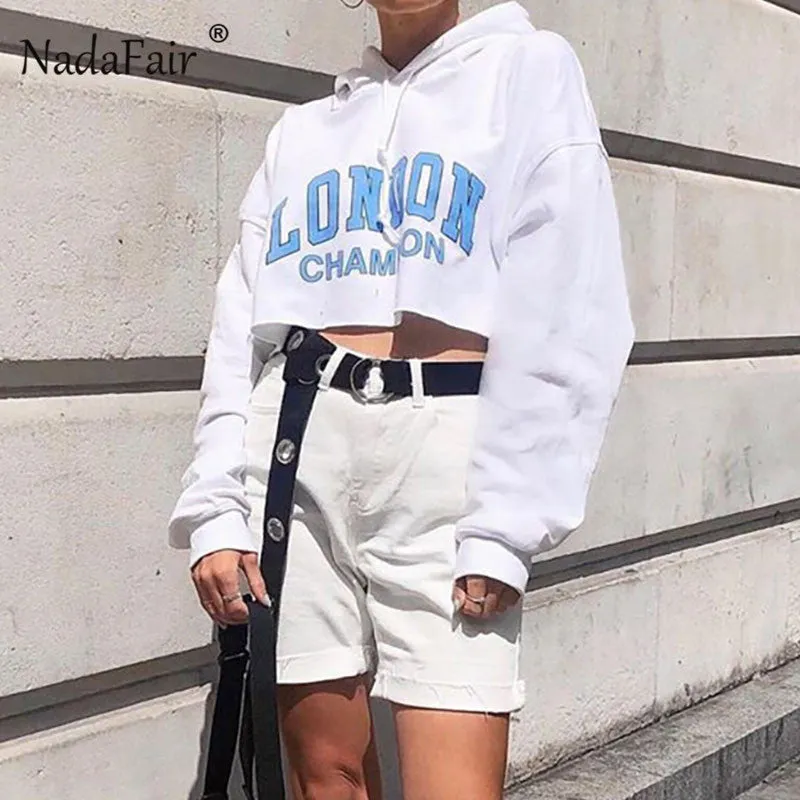 White Hooded Cropped Hoodies