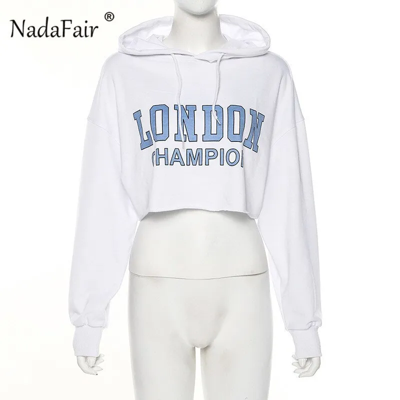 White Hooded Cropped Hoodies