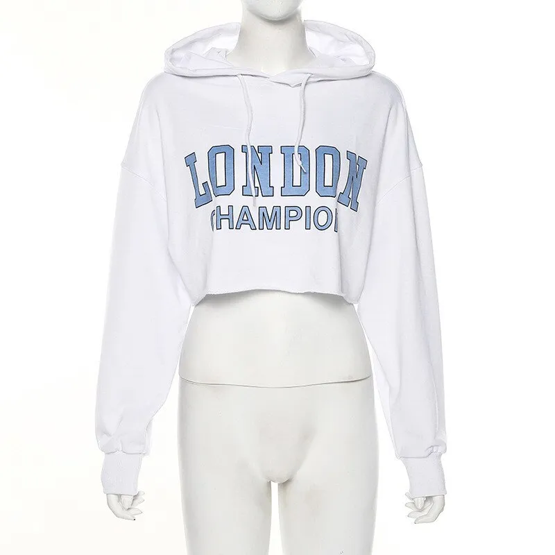 White Hooded Cropped Hoodies