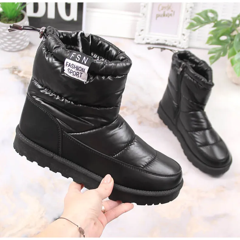 Women's metallic black snow boots Potocki