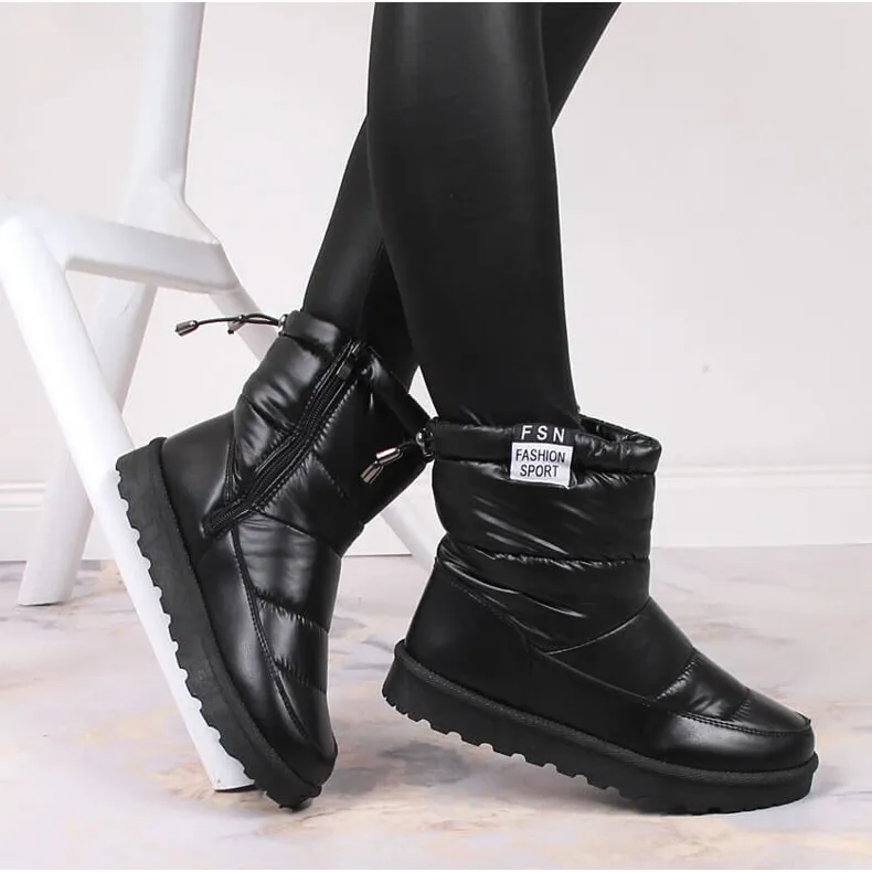 Women's metallic black snow boots Potocki