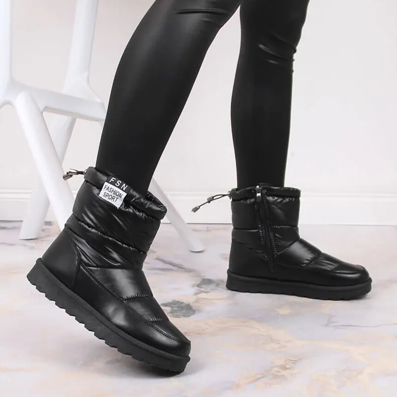 Women's metallic black snow boots Potocki