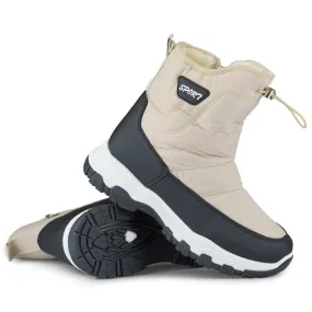 Youth snow boots with a drawstring, high winter boots beige